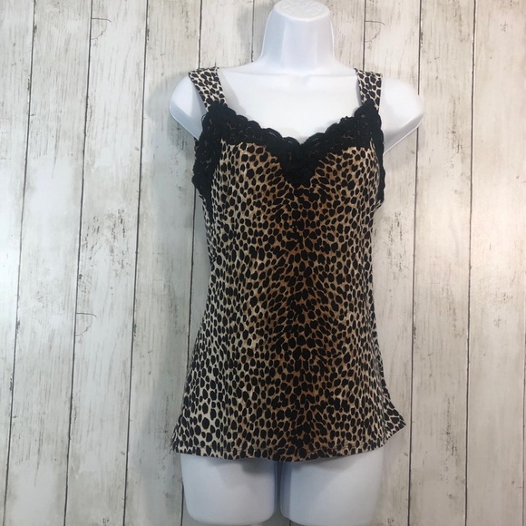 White House Black Market Wide Strap Leopard Lace Cami XS - Picture 1 of 8
